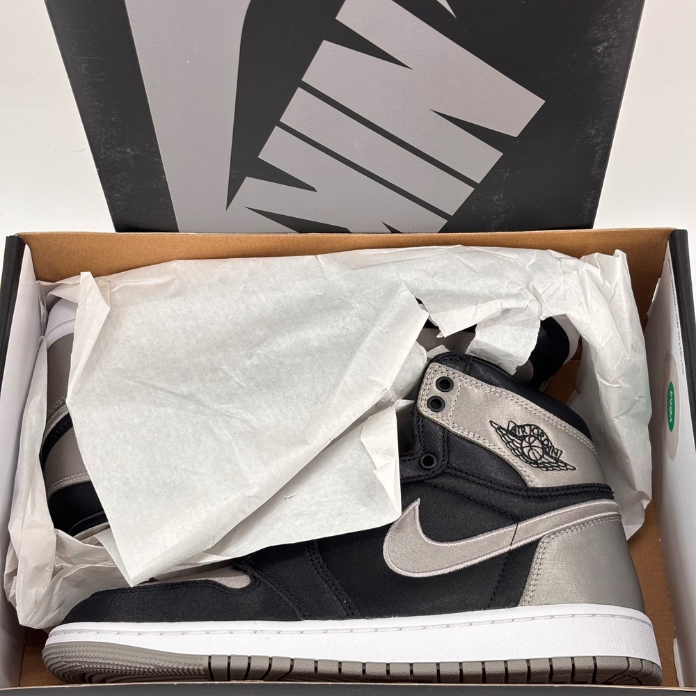 Nike‎ Air Jordan 1 Retro High OG Womens 8 Black Grey Satin Shadow FD4810-010 New - Picture 2 of 8